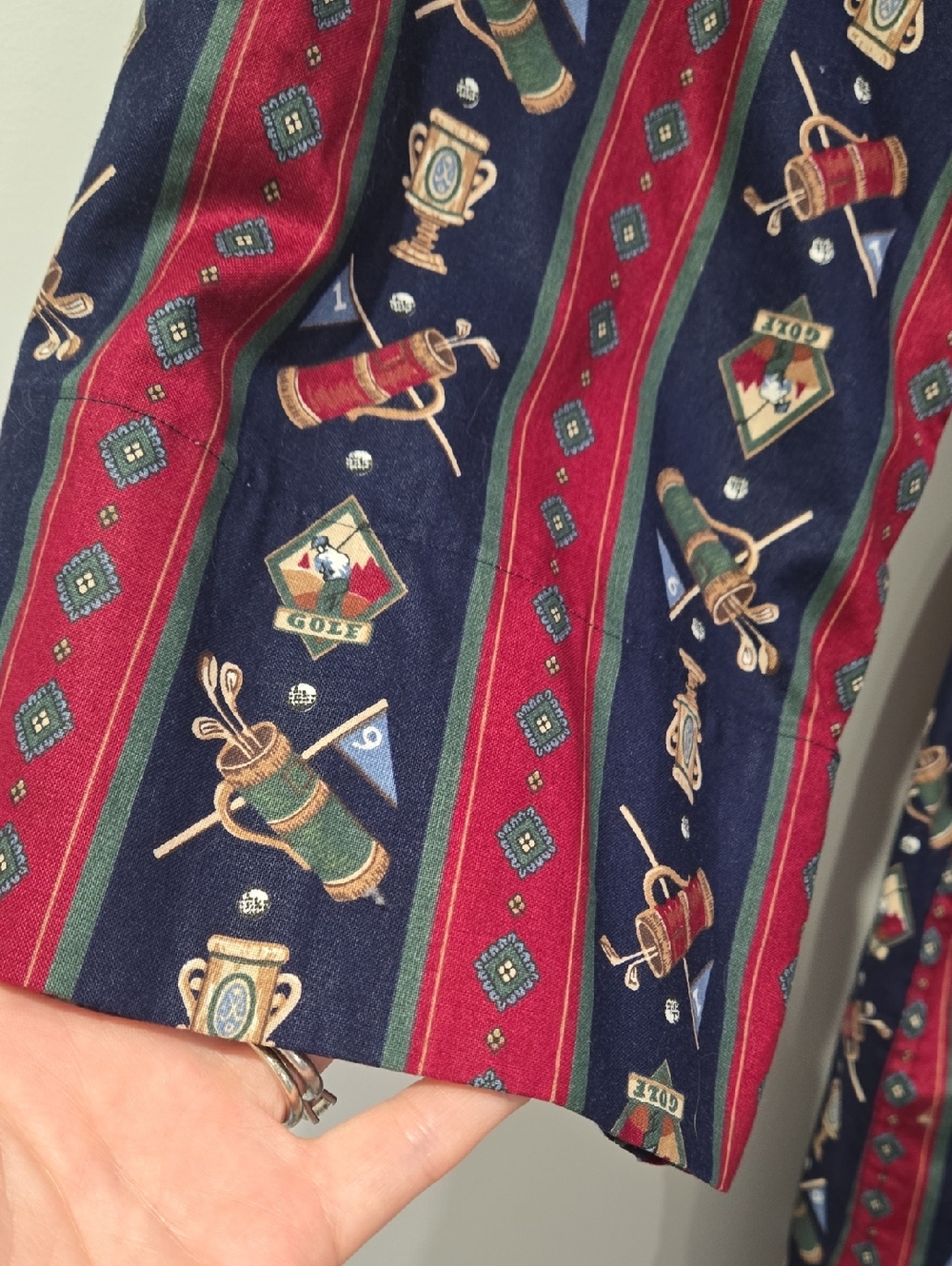 Retro Men's 80's/90's Golf Theme Printed Robe - Picture 4 of 8